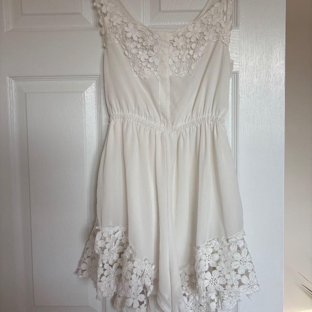 Angel Biba Australian Brand White Floral Romper fits size small